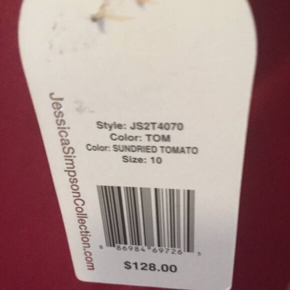 Jessica Simpson M Red Cross-Over Front Zip Back Cold Shoulder Short Sleeve Dress - Picture 6 of 6